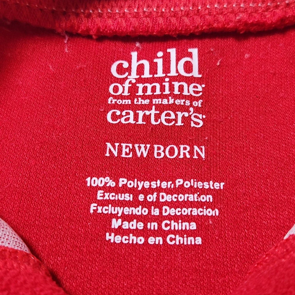 Carter's Newborn Santas Favorite Sleeper Reindeer Feet Button Up W/Non-Match Bib
